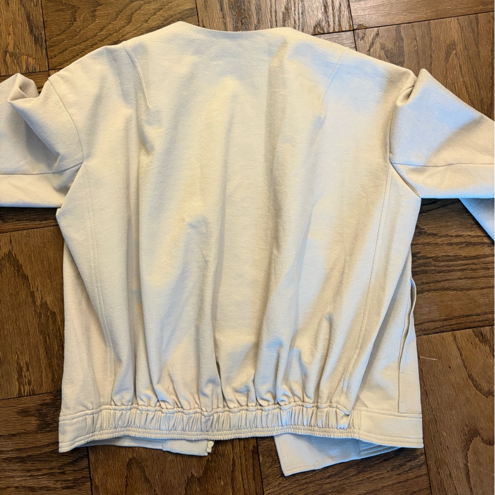 Cream Collarless Bomber Jacket - Picture 2 of 2